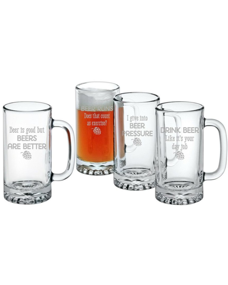 Games & Giftables Susquehanna Glass | Susquehanna Glass Set Of Four 16Oz Beers Are Better Pub Mugs Home Bar Carts & Accessories