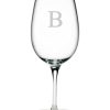 Games & Giftables Susquehanna Glass | Susquehanna Glass Monogrammed Set Of Four Luigi Bormoli Block Wine Glass Monogrammedes, (A-Z) Home Bar Carts & Accessories