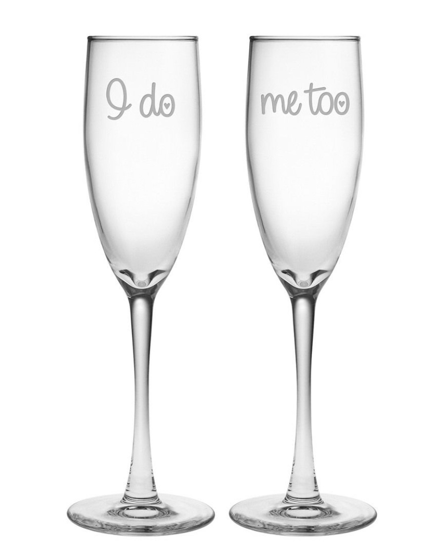 Drinkware Susquehanna Glass | Susquehanna Glass Set Of 2 I Do Me Too Champagne Flute Glasses Home Drinkware