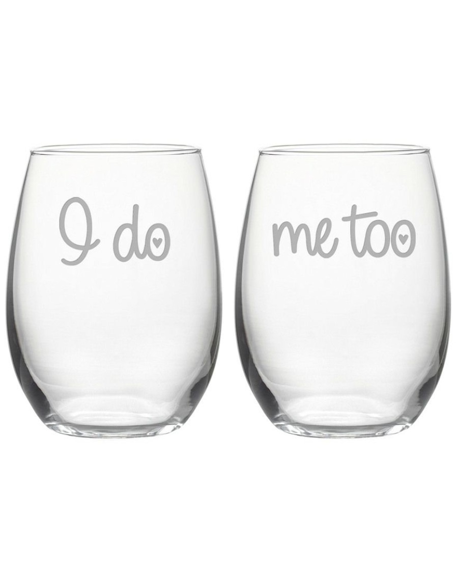 Drinkware Susquehanna Glass | Susquehanna Glass Set Of 2 I Do Me Too Stemless Wine Glasses Home Drinkware