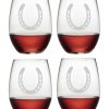 Games & Giftables Susquehanna Glass | Susquehanna Glass Horse Shoe Set Of 4 Stemless Glasses Home Bar Carts & Accessories