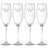 Drinkware Susquehanna Glass | Susquehanna Glass Monogrammed Set Of Four 8Oz Dot Grand Flutes, (A-Z) Home Drinkware