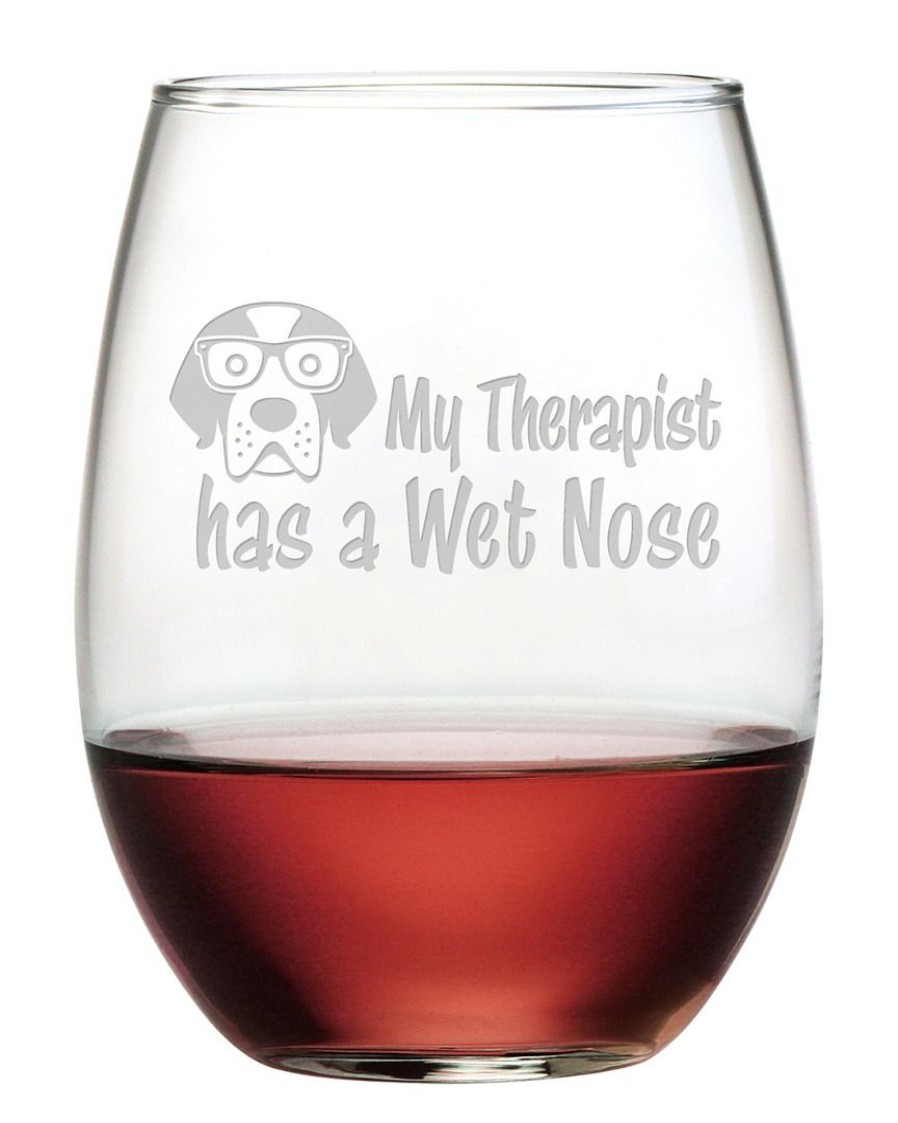 Games & Giftables Susquehanna Glass | Susquehanna Glass Set Of 4 Therapist Has A Wet Nose Stemless Wine Tumblers Home Bar Carts & Accessories