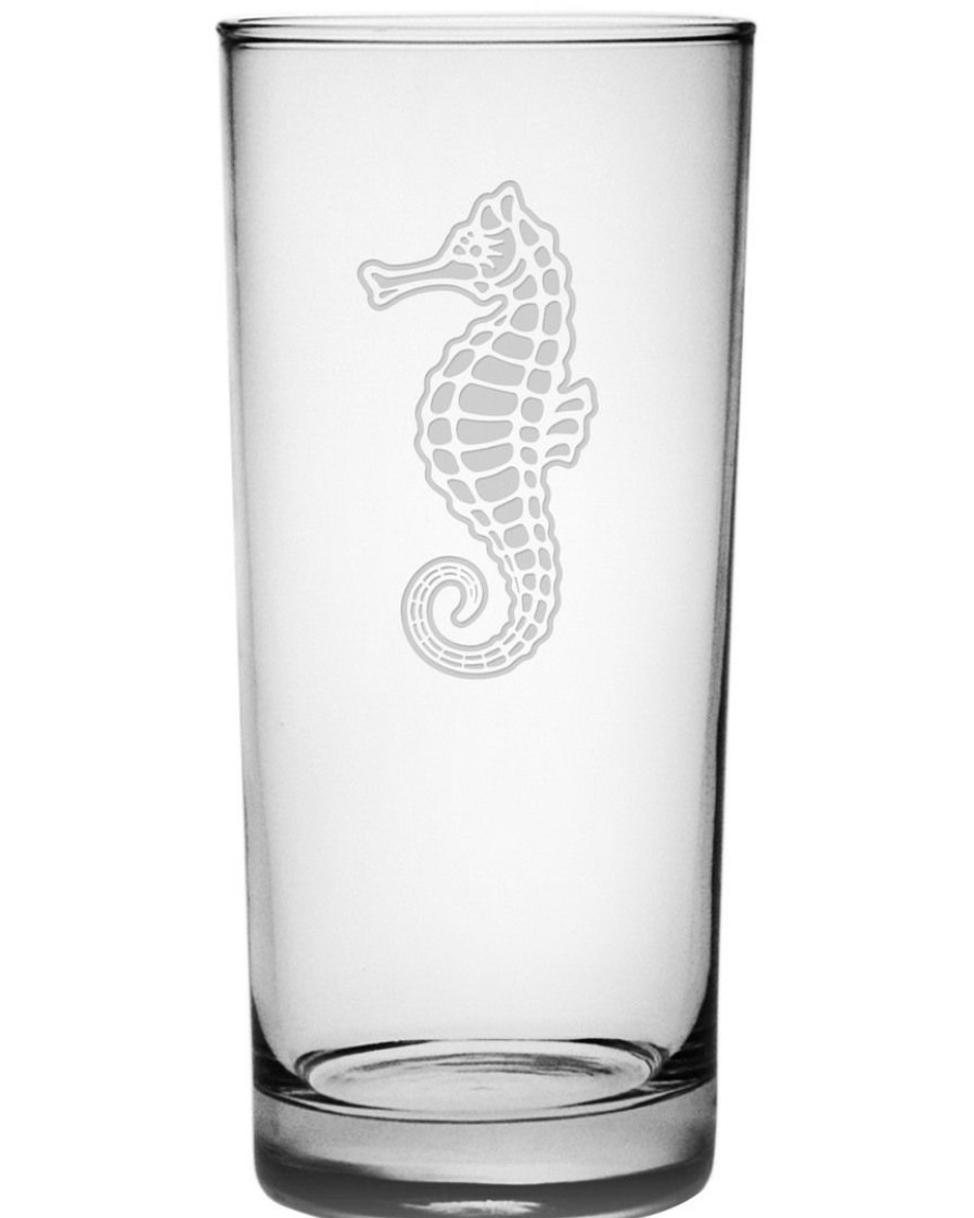 Games & Giftables Susquehanna Glass | Susquehanna Glass Set Of Four Sea Horse 15Oz Hi-Ball Glasses Home Bar Carts & Accessories