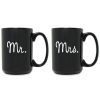 Drinkware Susquehanna Glass | Susquehanna Glass Set Of 2 Mr. & Mrs. Grande Black Mugs Home Drinkware