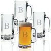 Drinkware Susquehanna Glass | Susquehanna Glass Monogrammed Set Of Four 16Oz Mugs, (A-Z) Home Drinkware