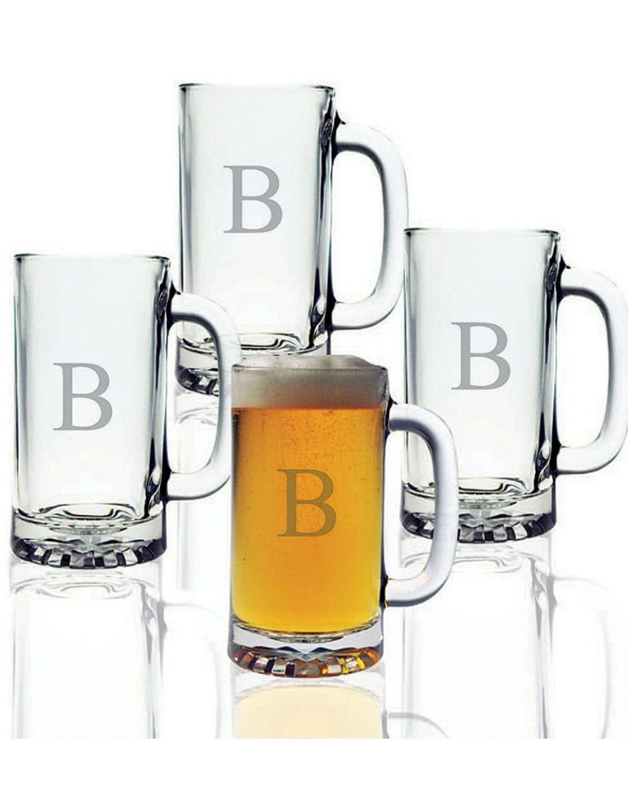 Drinkware Susquehanna Glass | Susquehanna Glass Monogrammed Set Of Four 16Oz Mugs, (A-Z) Home Drinkware