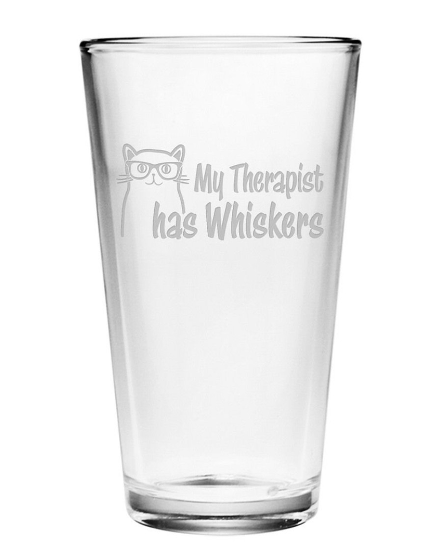 Pet Supplies Susquehanna Glass | Susquehanna Glass 16Oz My Therapist Has Whiskers Pint Glass Set Of 4 Home Pet Supplies