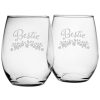 Games & Giftables Susquehanna Glass | Susquehanna Glass Set Of 2 Bestie Stemless Wine Glasses Home Bar Carts & Accessories