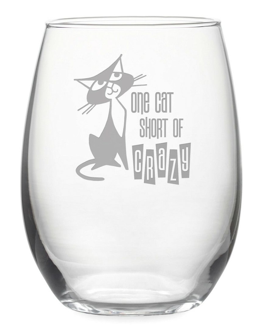 Pet Supplies Susquehanna Glass | Susquehanna Glass Set Of 4 One Cat Short Stemless Wine Tumblers Home Pet Supplies