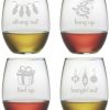 Drinkware Susquehanna Glass | Susquehanna Glass Holiday Hang Set Of Four 21Oz Stemless Wine Glasses Home Drinkware