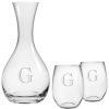 Games & Giftables Susquehanna Glass | Susquehanna Glass Monogrammed 3Pc Engraver Carafe And Stemless Set, (A-Z) Home Bar Carts & Accessories