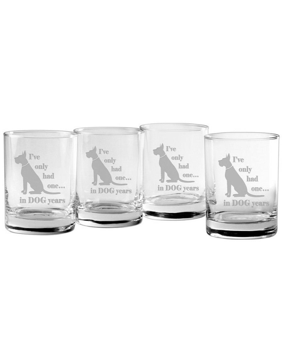 Pet Supplies Susquehanna Glass | Susquehanna Glass Set Of 4 Dog Years Rocks Glass Home Pet Supplies