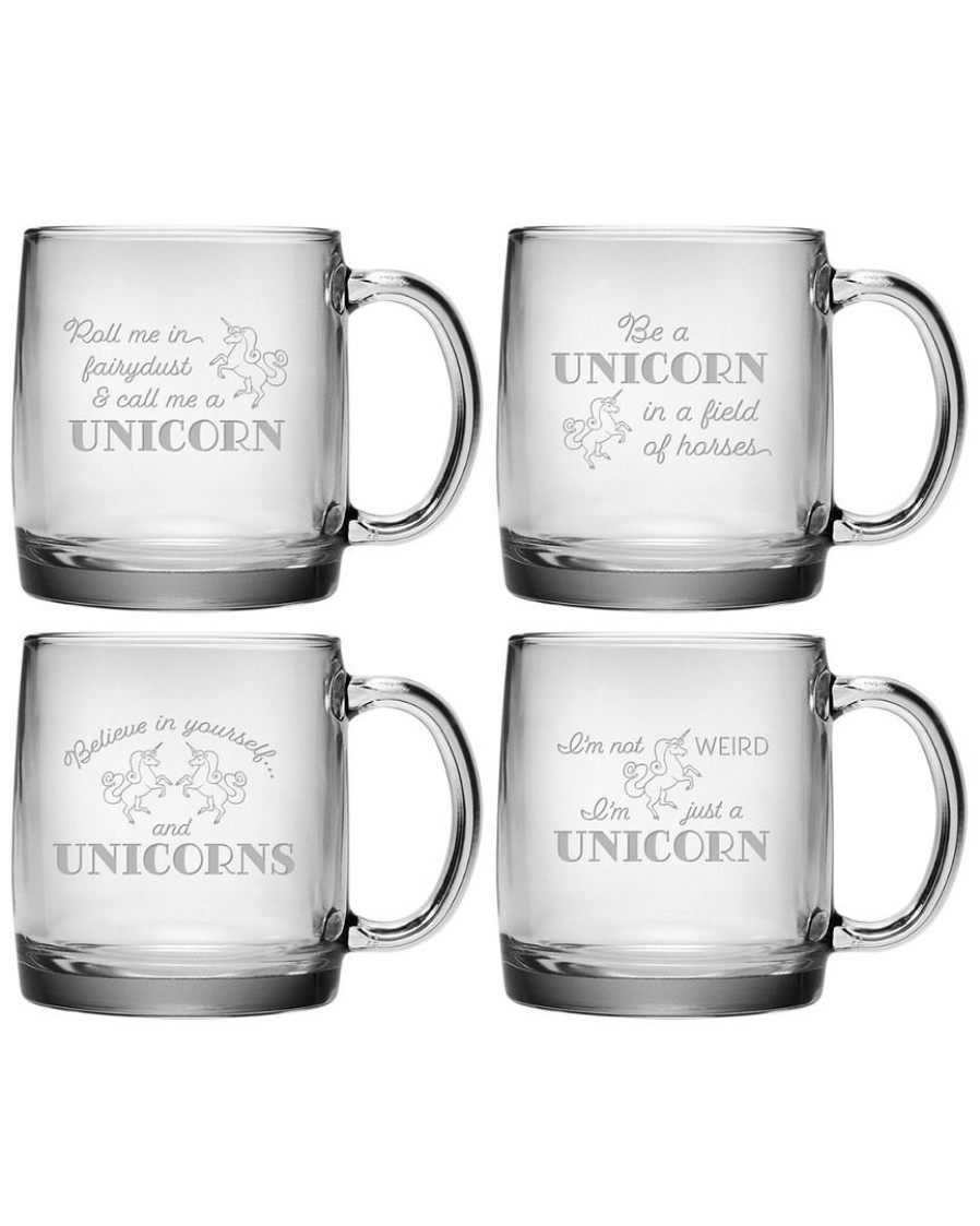 Games & Giftables Susquehanna Glass | Susquehanna Glass Set Of 4 Unicorn Assortment Glass Mug Home Bar Carts & Accessories