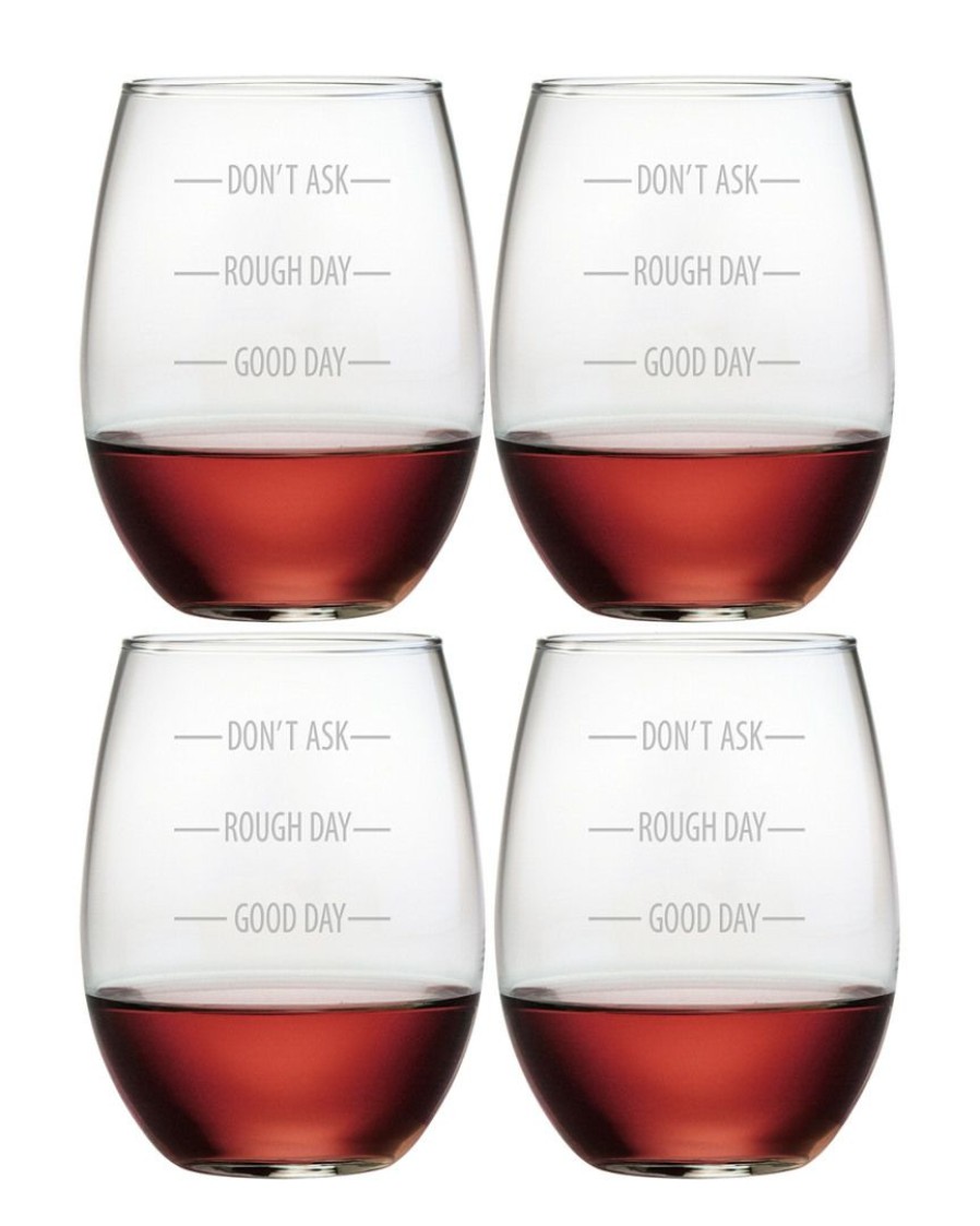 Drinkware Susquehanna Glass | Susquehanna Glass Don'T Ask Set Set Of Four 21Oz Stemless Glasses Home Drinkware