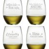 Games & Giftables Susquehanna Glass | Susquehanna Glass Set Of 4 Boozily Honest Stemless Wine Home Bar Carts & Accessories