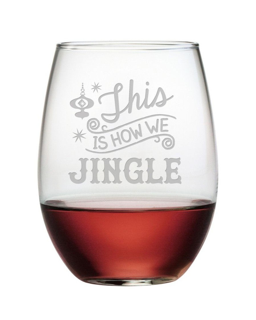 Games & Giftables Susquehanna Glass | Susquehanna Glass How We Jingle Set Of Four Stemless 21Oz Wine Home Bar Carts & Accessories