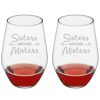 Games & Giftables Susquehanna Glass | Susquehanna Glass Set Of 2 Sisters Before Misters Stemless Wine Glasses Home Bar Carts & Accessories