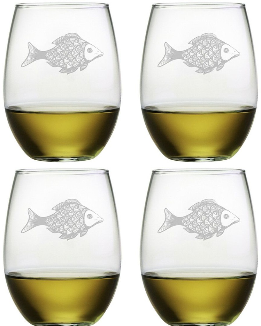 Games & Giftables Susquehanna Glass | Susquehanna Glass Set Of 4 Ishmael Stemless Wine Glasses Home Bar Carts & Accessories