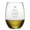 Drinkware Susquehanna Glass | Susquehanna Glass Live Laugh Love Set Of Four 21Oz Stemless Wine Home Drinkware