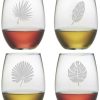 Games & Giftables Susquehanna Glass | Susquehanna Glass Set Of 4 Tropical Foliage Assortment Stemless Wine Glasses Home Bar Carts & Accessories