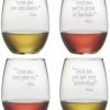 Games & Giftables Susquehanna Glass | Susquehanna Glass Trust Me Assorted Set Of 4 Stemless Wine Glasses Home Bar Carts & Accessories