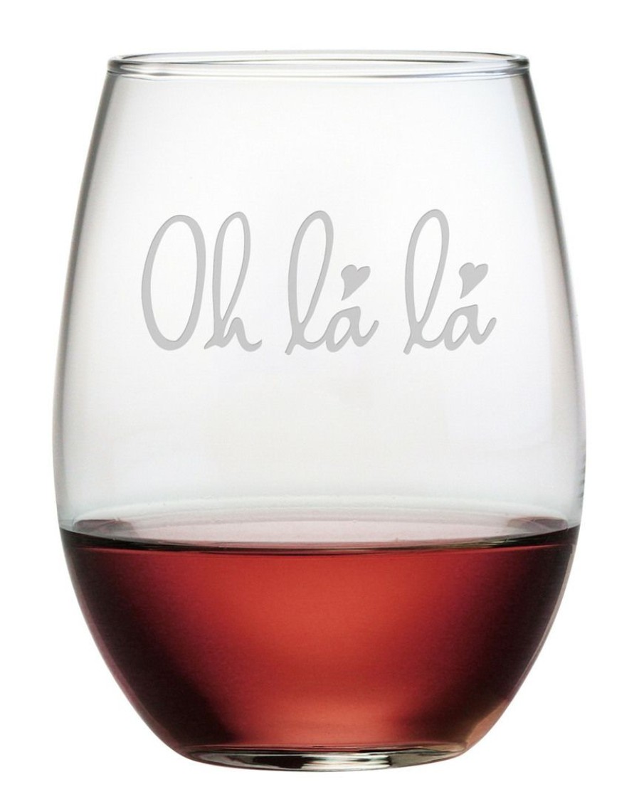 Games & Giftables Susquehanna Glass | Susquehanna Glass Oh La La Set Of 4 21Oz Stemless Wine Glasses Home Bar Carts & Accessories