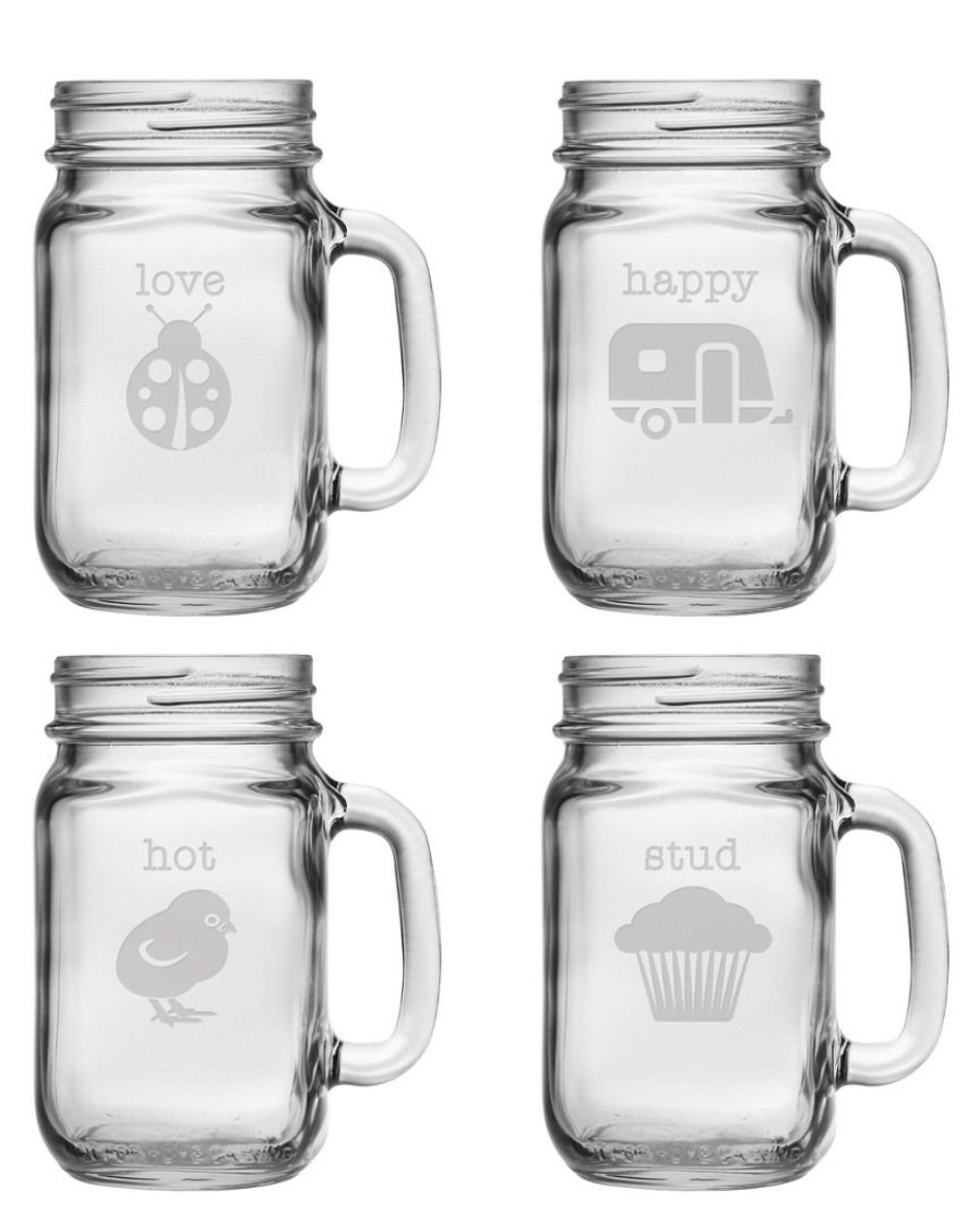 Games & Giftables Susquehanna Glass | Susquehanna Glass Pet Names Set Of 4 16Oz Mason Jars Home Bar Carts & Accessories