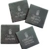 Games & Giftables Susquehanna Glass | Susquehanna Glass Set Of 4 Pineapple Talk Assortment Slate Coasters Home Bar Carts & Accessories