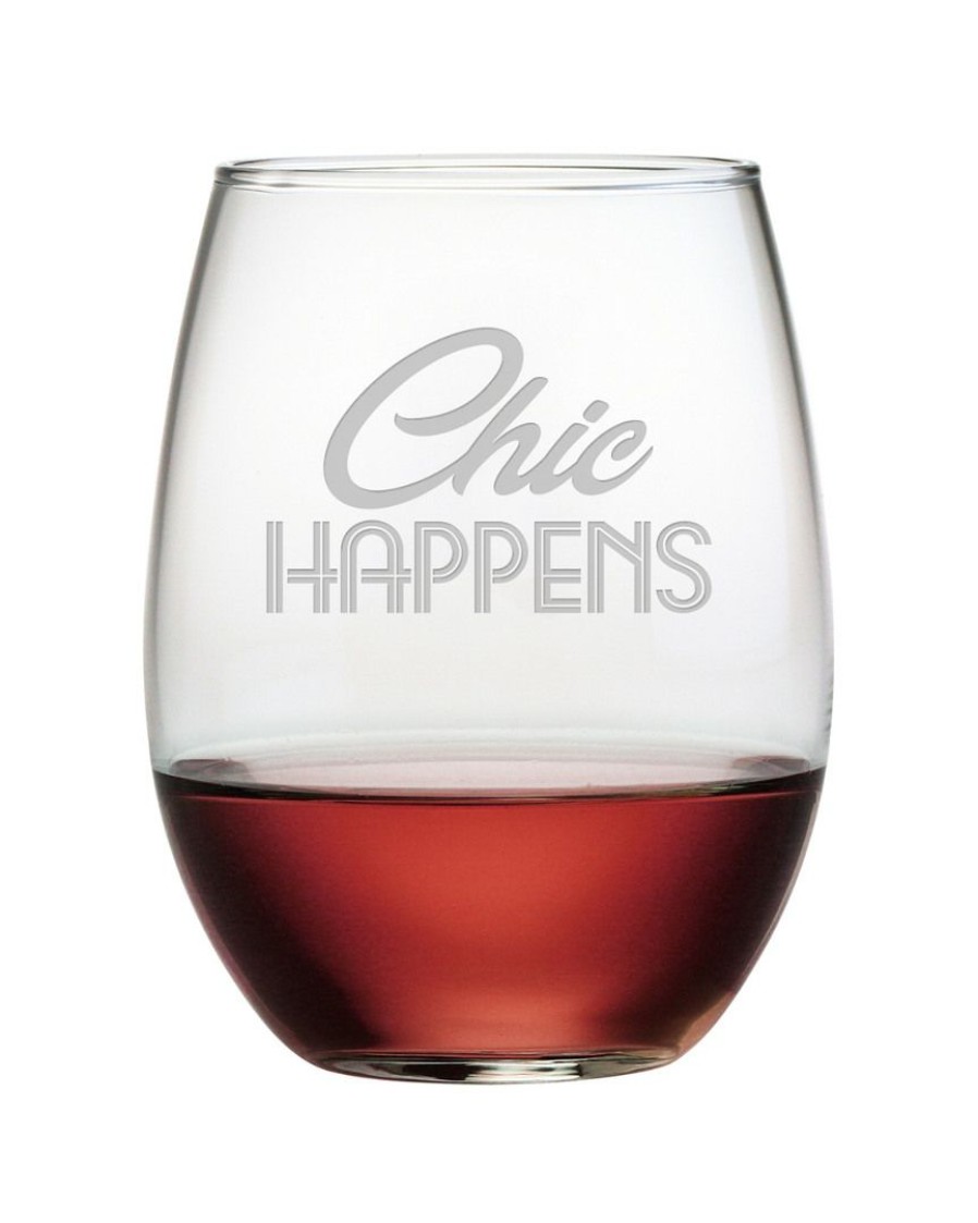 Games & Giftables Susquehanna Glass | Susquehanna Glass Chic Happens Set Of Four 21Oz Stemless Glasses Home Bar Carts & Accessories