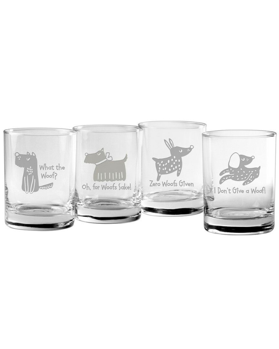 Dinnerware Susquehanna Glass | Susquehanna Glass Set Of 4 What The Woof Assortment Rocks Glasses Home Dinnerware