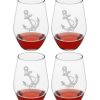 Games & Giftables Susquehanna Glass | Susquehanna Glass Set Of 4 Vintage Anchor Stemless Wine Glasses Home Bar Carts & Accessories