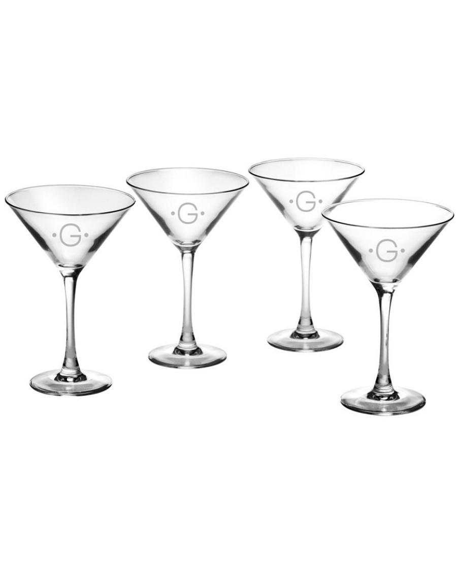 Drinkware Susquehanna Glass | Susquehanna Glass Monogrammed Set Of Four Dot Martini Glasses, (A-Z) Home Drinkware