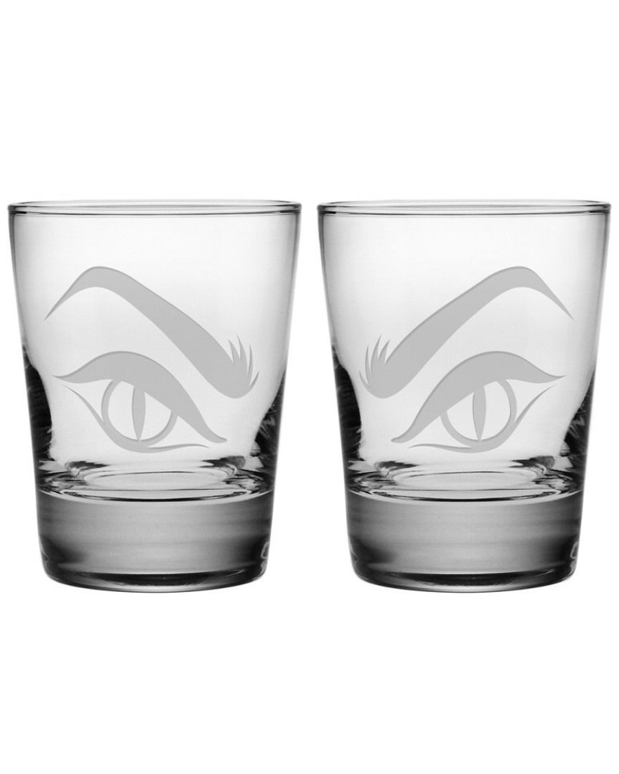 Games & Giftables Susquehanna Glass | Susquehanna Glass Evil Eyes Set Of Two 13.25Oz Double Old-Fashioned Glasses Home Bar Carts & Accessories