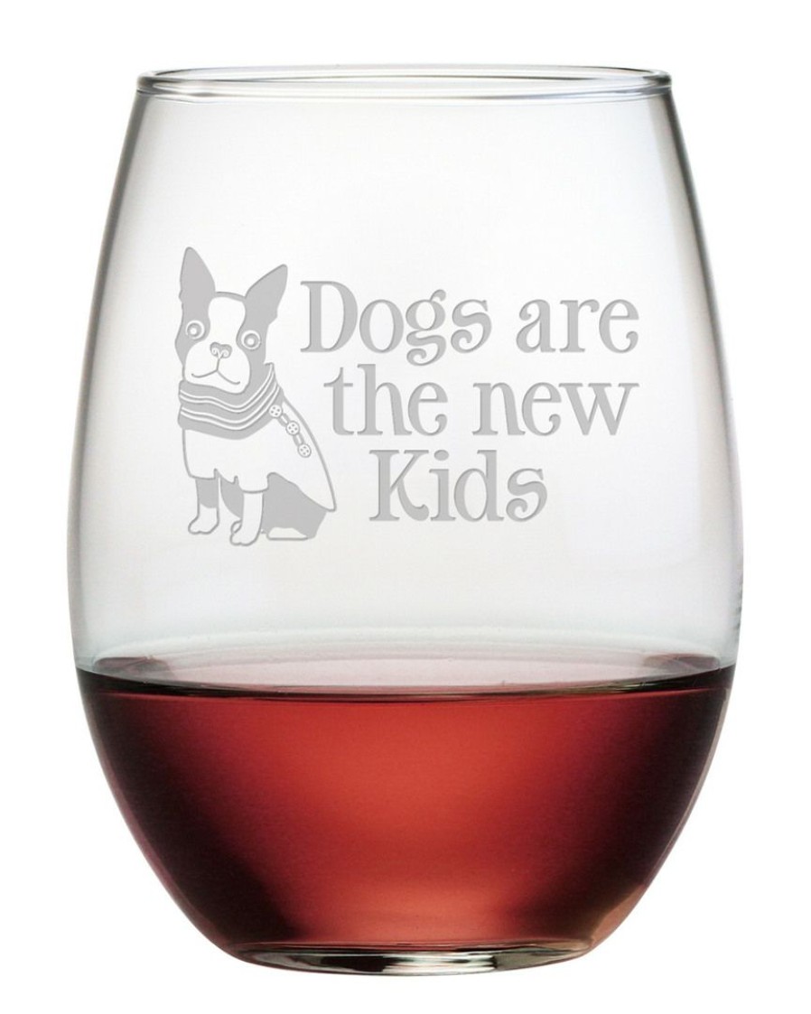 Pet Supplies Susquehanna Glass | Susquehanna Glass Dogs Are The New Kids Set Of 4 21Oz Stemless Wine Glasses Home Pet Supplies