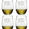 Games & Giftables Susquehanna Glass | Susquehanna Glass Set Of Four 21Oz Happily Ever After Stemless Glasses Home Bar Carts & Accessories