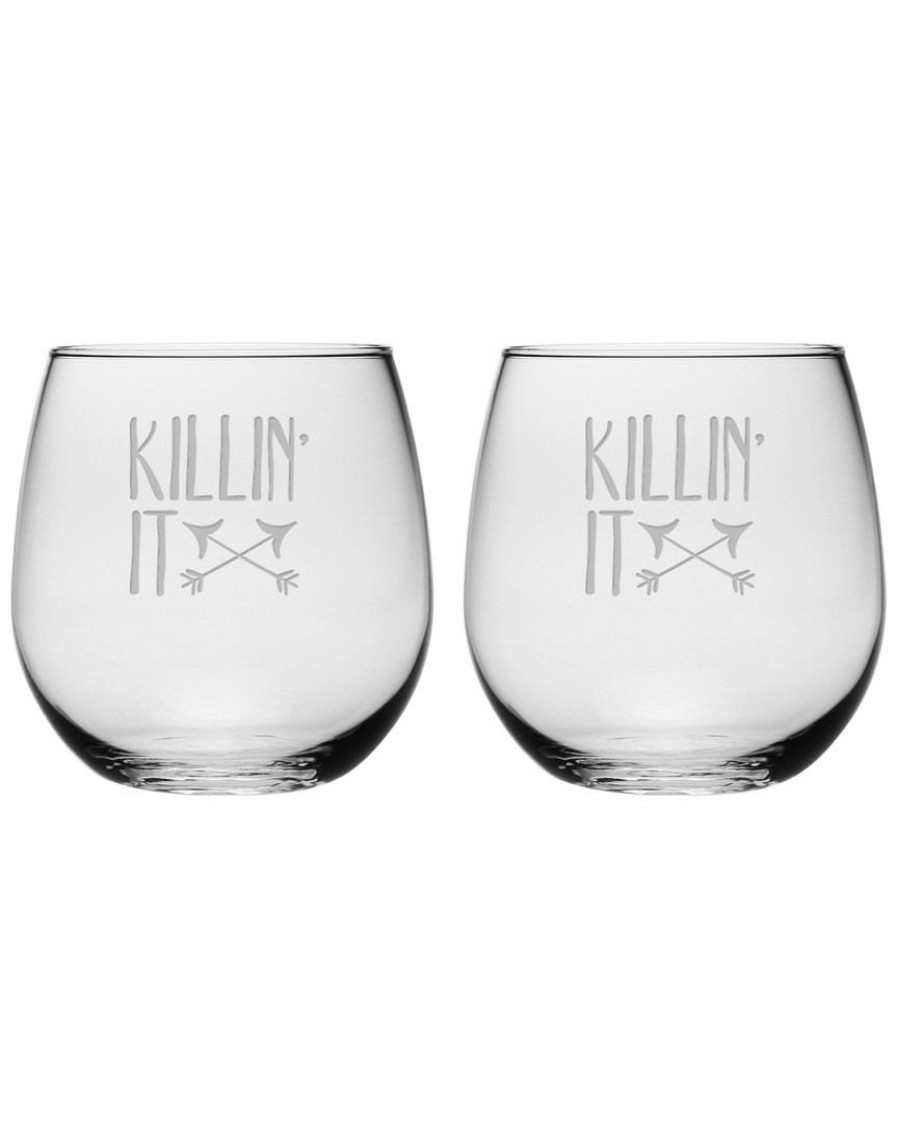 Games & Giftables Susquehanna Glass | Susquehanna Glass Set Of Two 16.75Oz Killin It Stemless Glasses Home Bar Carts & Accessories