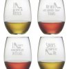 Games & Giftables Susquehanna Glass | Susquehanna Glass "Shoe Quotes" Set Of Four 21Oz Stemless Wine Glasses Home Bar Carts & Accessories