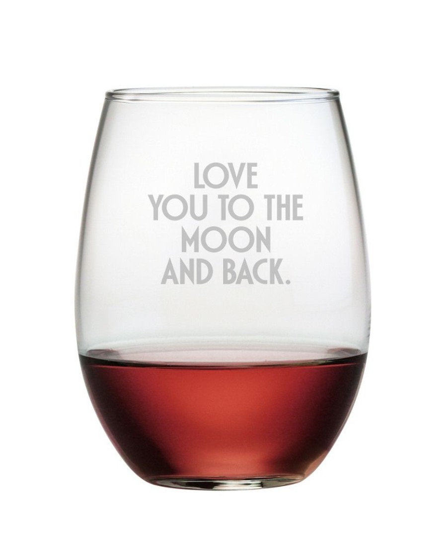 Drinkware Susquehanna Glass | Susquehanna Glass Moon & Back Set Of Four 21Oz Stemless Wine Home Drinkware