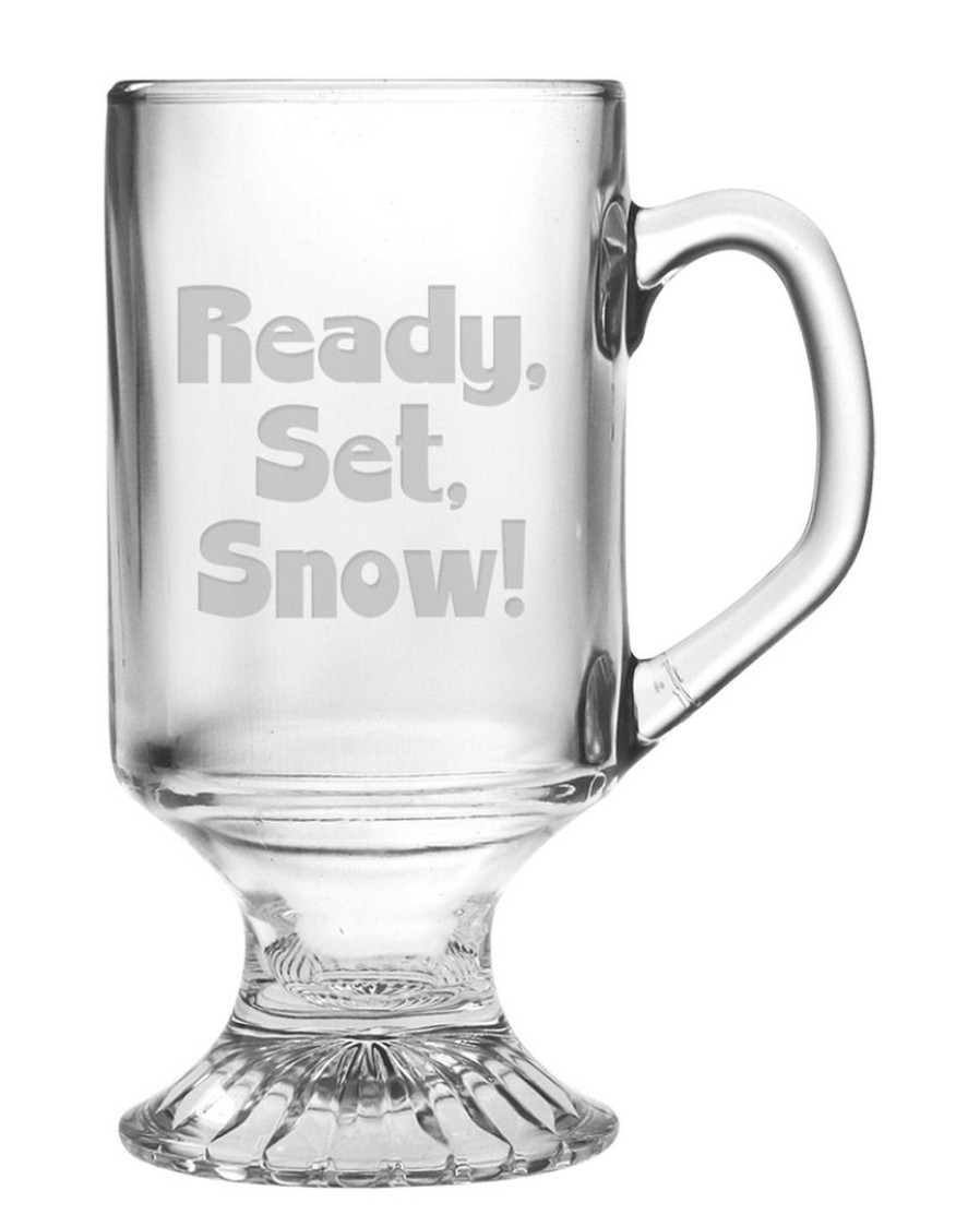 Games & Giftables Susquehanna Glass | Susquehanna Glass Ready Set Snow Set Of 4 Irish Coffee Footed Mugs Home Bar Carts & Accessories