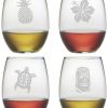 Games & Giftables Susquehanna Glass | Susquehanna Glass Set Of 4 Hawaiian Icons Assortment Stemless Wine Glasses Home Bar Carts & Accessories