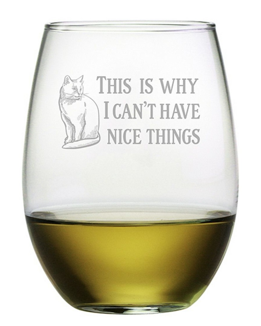 Dinnerware Susquehanna Glass | Susquehanna Glass Nice Things Cat Stemless Wine & Gift Box Home Dinnerware