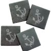 Games & Giftables Susquehanna Glass | Susquehanna Glass Set Of 4 Vintage Anchor Square Slate Coasters Home Bar Carts & Accessories