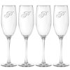 Drinkware Susquehanna Glass | Susquehanna Glass Monogrammed Set Of Four 8Oz Champlain Grand Flutes, (A-Z) Home Drinkware