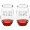 Games & Giftables Susquehanna Glass | Susquehanna Glass Set Of 2 19Oz Mama & Papa Stemless Wine Glasses Home Bar Carts & Accessories