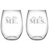 Drinkware Susquehanna Glass | Susquehanna Glass Set Of 2 Her Mr. And His Mrs. Stemless Wine Glasses Home Drinkware