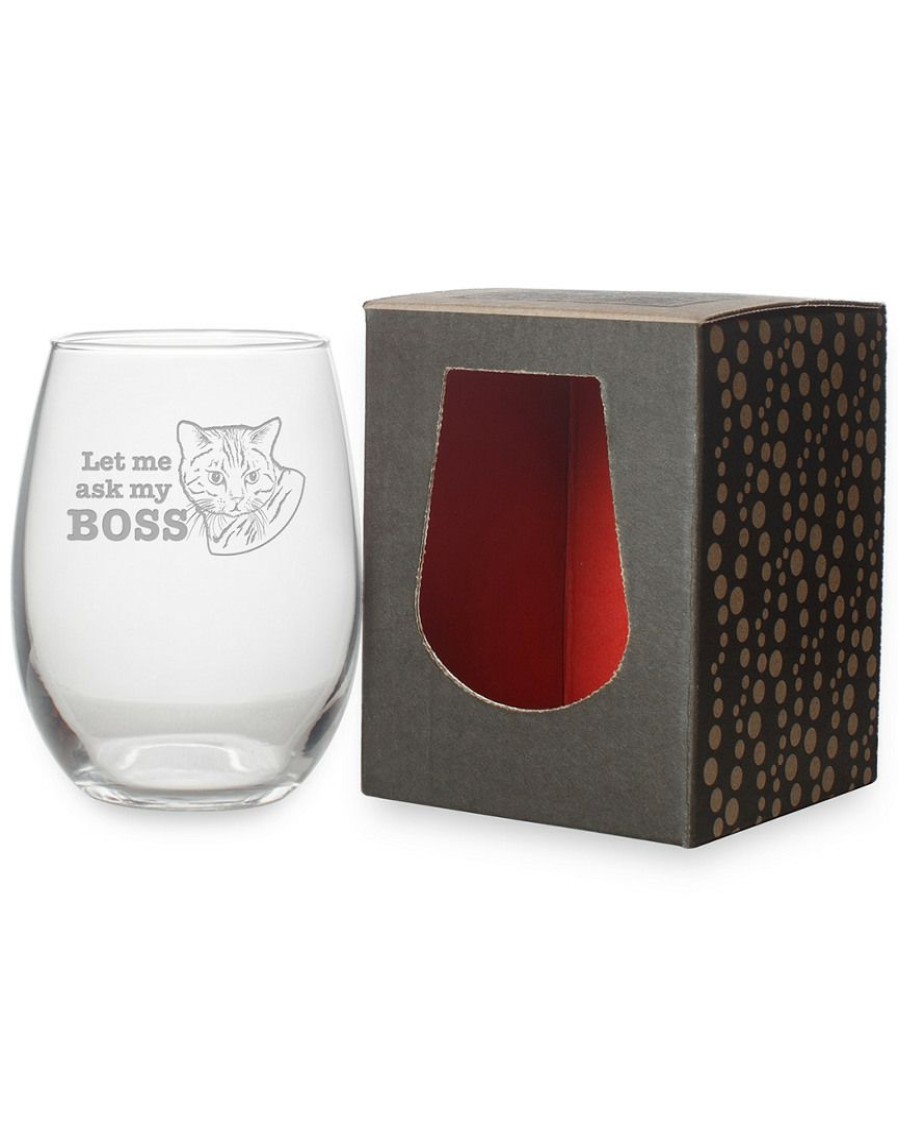 Dinnerware Susquehanna Glass | Susquehanna Glass Let Me Ask My Boss Stemless Wine & Gift Box Home Dinnerware