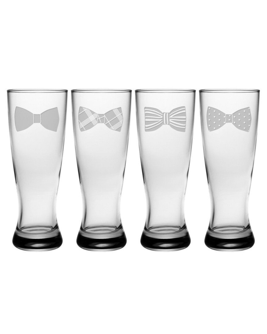 Games & Giftables Susquehanna Glass | Susquehanna Glass Set Of Four 20Oz Bowties Pilsner Home Bar Carts & Accessories