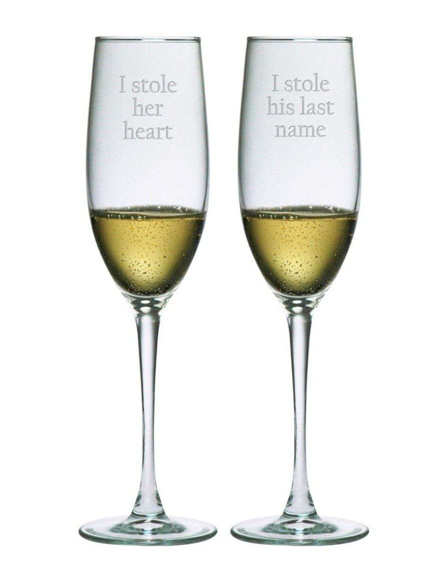 Drinkware Susquehanna Glass | Susquehanna Glass Stole Her Heart Set Of 2 8Oz Flutes Home Drinkware