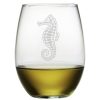 Games & Giftables Susquehanna Glass | Susquehanna Glass Set Of Four Sea Horse 21Oz Stemless Wine Glasses Home Bar Carts & Accessories